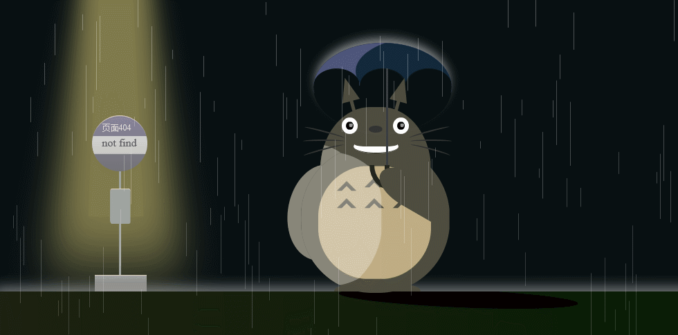 图片[1]-可爱龙猫404HTML源码，下雨特效-330B模板网