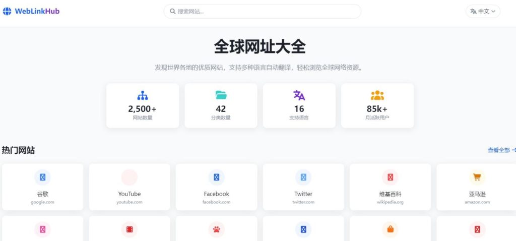 图片[1]-多语言简约大气网址导航单页HTML源码-330B模板网